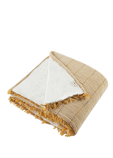 Ambra Welsoft Pamuk Mango Sarı Saçaklı Koltuk Örtüsü 130x170 cm