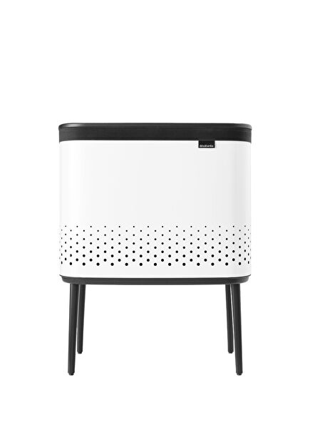 Bo Beyaz Plastik Kapaklı Metal Çamaşır Sepeti 60L