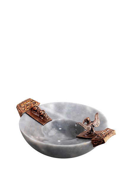 Göbeklitepe Gri Mermer Dekoratif Kase