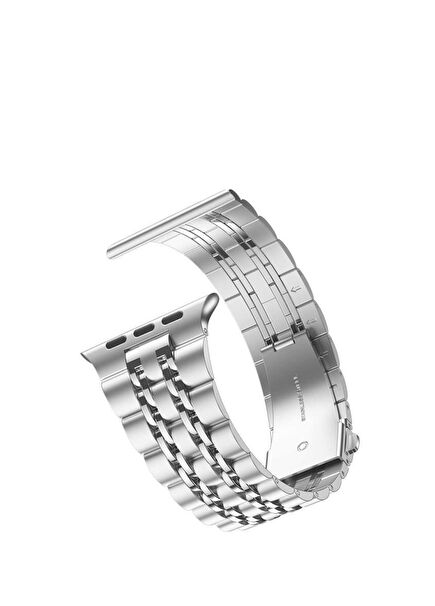 Apple Watch Uyumlu 44/45/46/49 mm Beads Loop Gümüş Çelik Kordon 