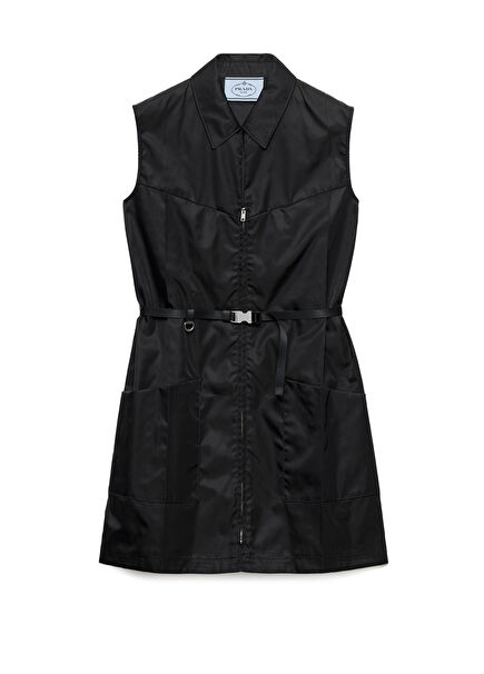Black Re-Nylon Sleeve Women's Mini Dress