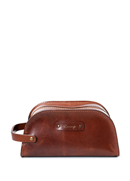 Antique Brown Leather Personal Care Bag