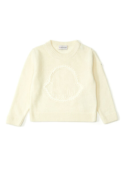 Cream Logo Detailed Girls Sweater
