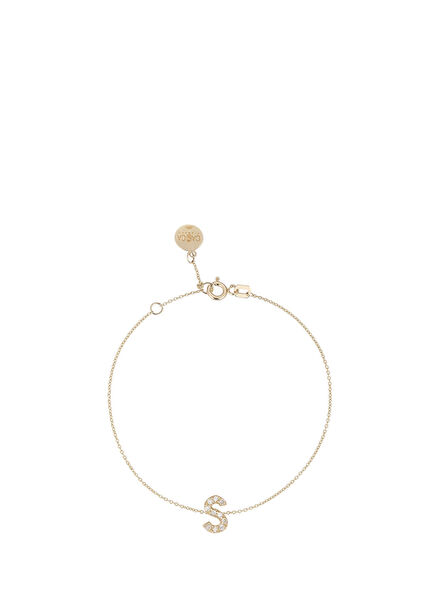 S Harfi Pırlanta Taşlı 14 Ayar Altın Kadın Bileklik 