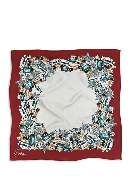 Baguette Flame Patterned Crepe Satin Women's Scarf