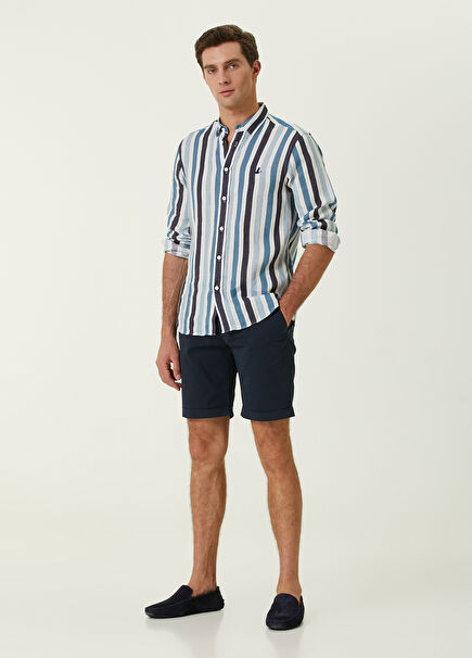 Slim Fit Lacivert Twill Şort