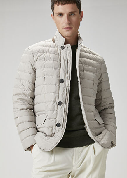 Bej İnce Kapitone Ceket