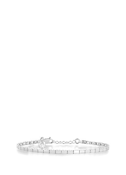 Tiger Charm Pillar White Gold Plated 925 Sterling Silver Men's Bracelet