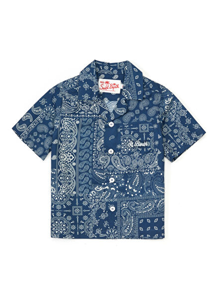 Kalea Mavi Desenli Erkek Çocuk Gömlek