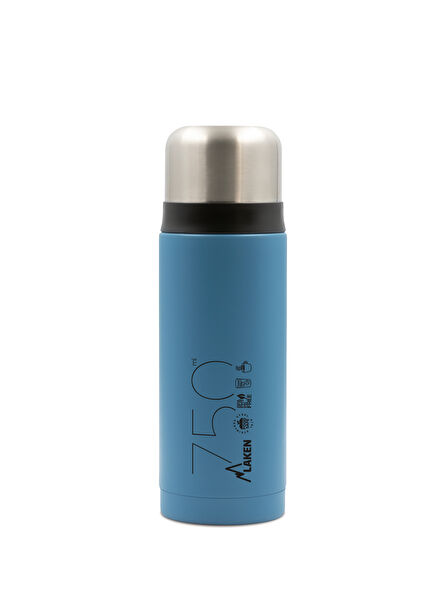 Blue Steel Cup Lid Thermos Bottle 0.75 L