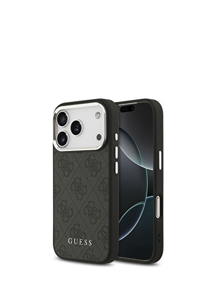 iPhone 17 Pro 4G Patterned Classic Text Logo Magsafe Compatible Black Phone Case