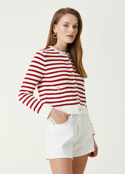 Red White Striped Knit Jacket