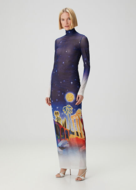 Midnight Acropolis Multicolored Maxi Dress