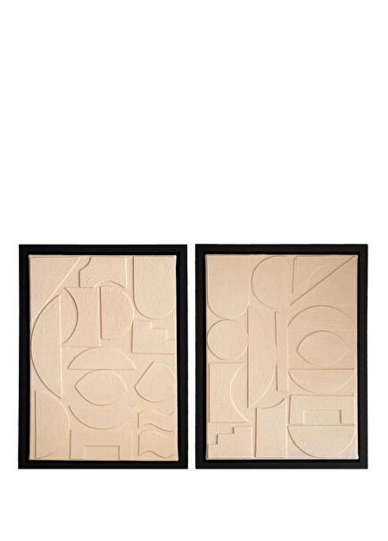 Santorini Vanilya Siyah Kanvas 2'li Tablo Seti