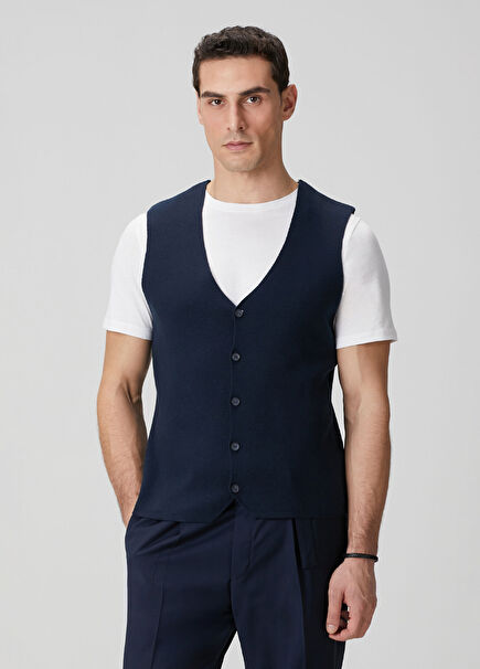 Lacivert Triko Yelek