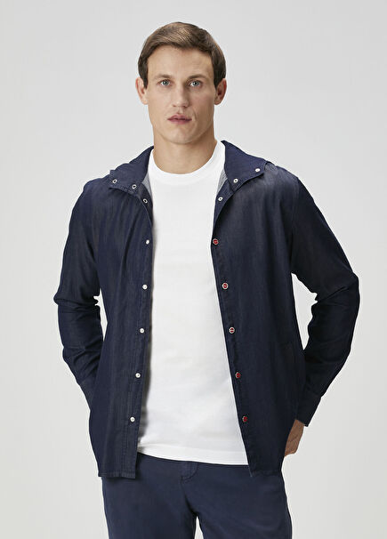 Lacivert Kapüşonlu Gömlek