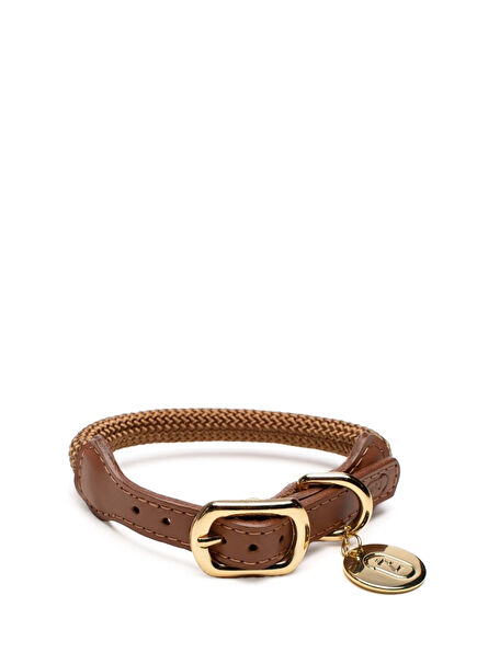 Karamel Paracord Deri Köpek Boyun Tasması