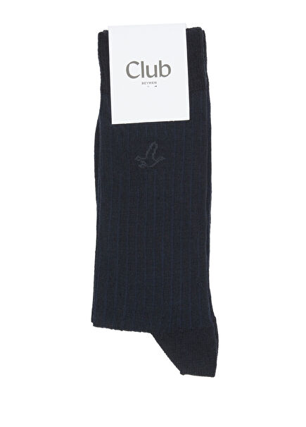 Navy Blue Contrast Goose Men's Wool Socks