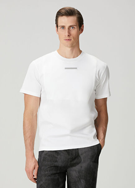 White Logo Detailed T-Shirt