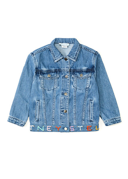 Mavi Logo İşlemeli Kız Çocuk Denim Ceket