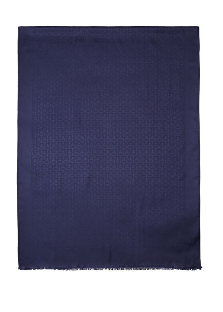 Blue Jacquard Women's Silk Scarf