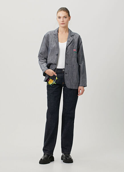 Wildflower Koyu Mavi Straight Leg Jean Pantolon