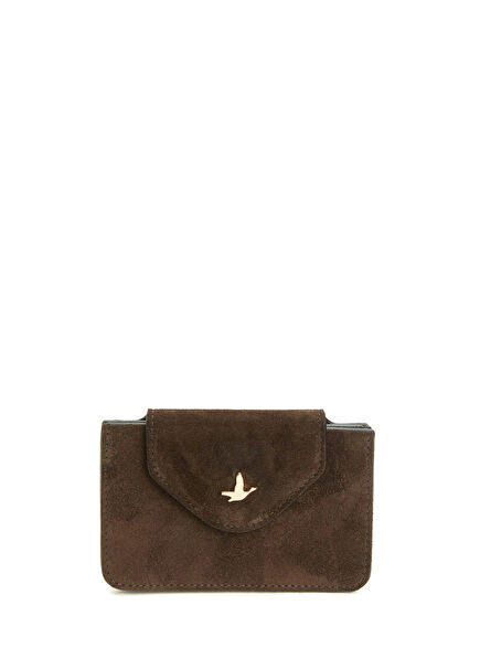 Brown Women's Suede Card Holder