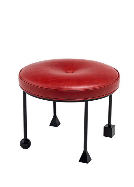 Ruby Stool Leather Puff