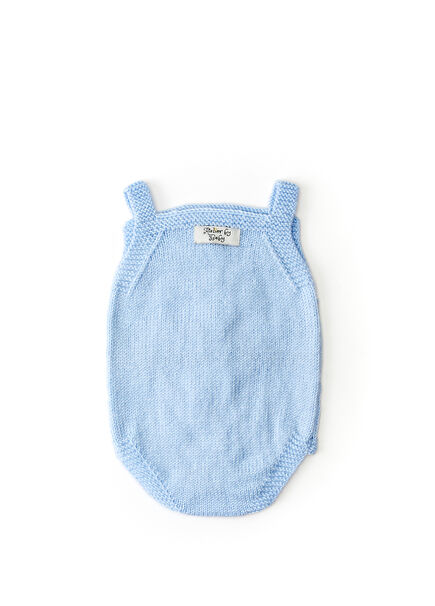 Mavi Örgü Dokulu Erkek Bebek Tulum