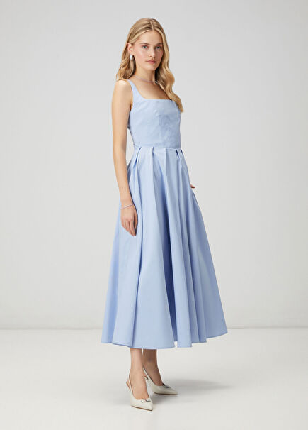 Blue Maxi Taffeta Dress