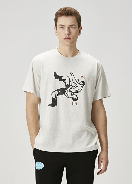 Grey Figure Printed T-Shirt