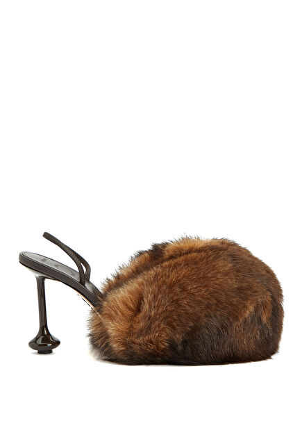 Toy Kahverengi Shearling Deri Topuklu Ayakkabı