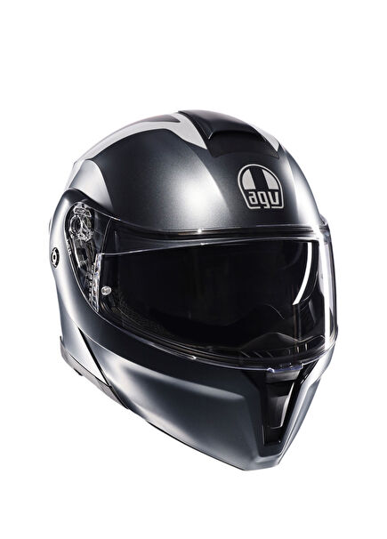 Streetmodular Resı Matt Grey Silver Red Çene Açılır Motosiklet Kaskı