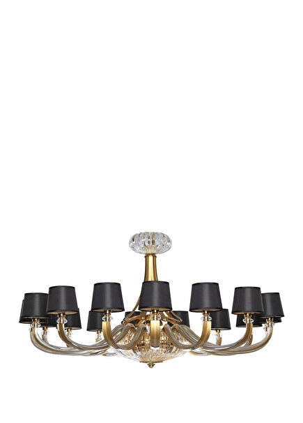Anna 16-Arm Bohemian Crystal Gold Color Metal Cap Chandelier