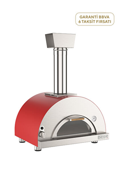 Kırmızı Çelik Gazlı Single Pizza Fırını
