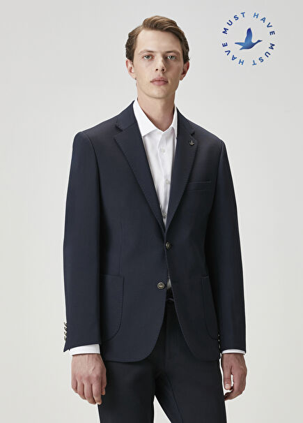 Lacivert Örme Blazer