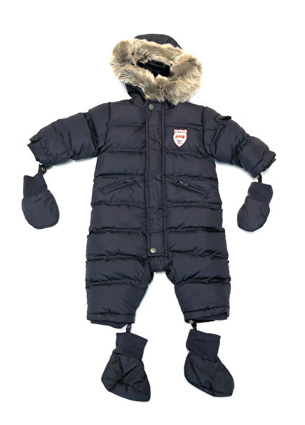 Lacivert Kapüşonlu Erkek Bebek Astronot Mont