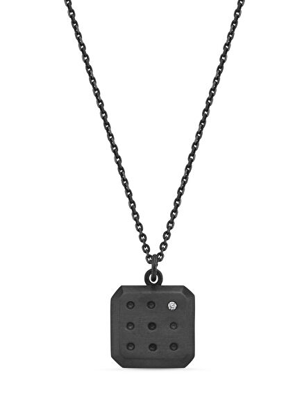Black Dice Pırlantalı 925 Ayar Erkek Gümüş Kolye