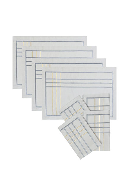 Maya Majesty Grey Cotton 4-Piece American Serving and Napkin Set