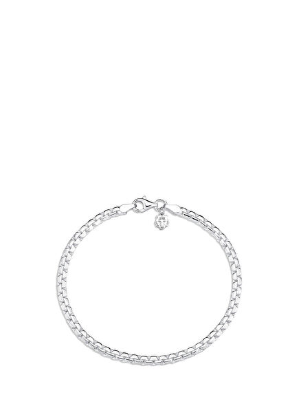 Tiger Charm 925 Sterling Silver Rubber Chain Men's Bracelet