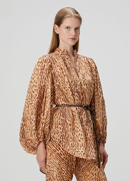 Cascadian Leopar Desenli Tunik