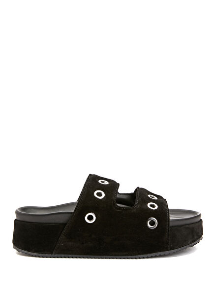 Black Women's Leather Slippers