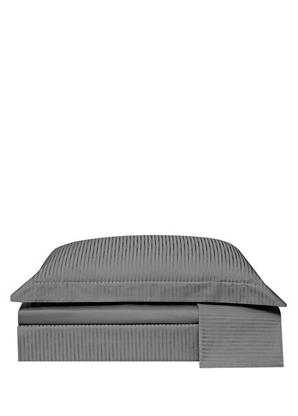Linea Anthracite Cotton Jacquard Super King Size Duvet Cover Set 280 x 300 cm