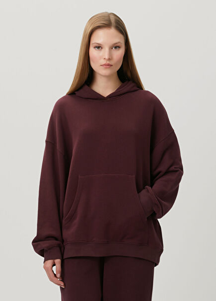 Atubay Bordo Kapüşonlu Sweatshirt