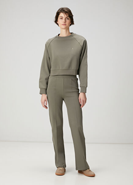 Yeşil Nervürlü Jersey Pantolon