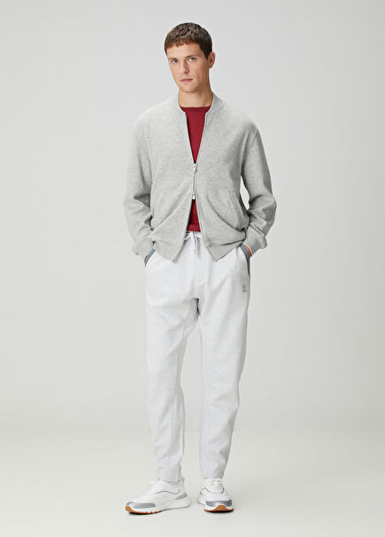 Gri Beli Kordonlu Eşofman Altı