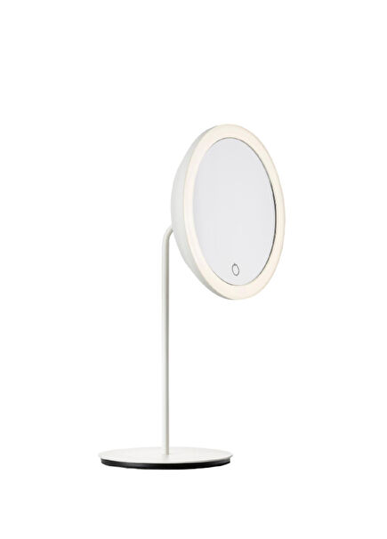 White Steel Glass 5 x Zoom Table Mirror