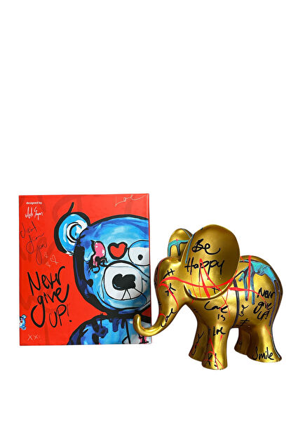 Fil Pop Art Gold Dekoratif Heykel  