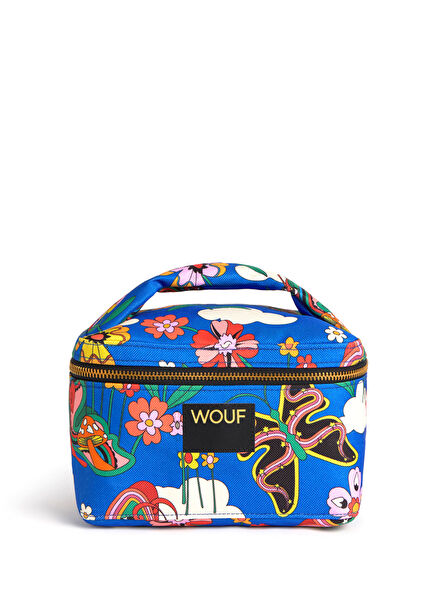 Happyland Vanity Renkli Baskılı Kadın Makyaj Çantası 20 x 12 cm