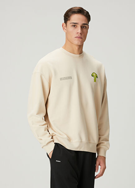 Bej Organik Pamuk Sweatshirt